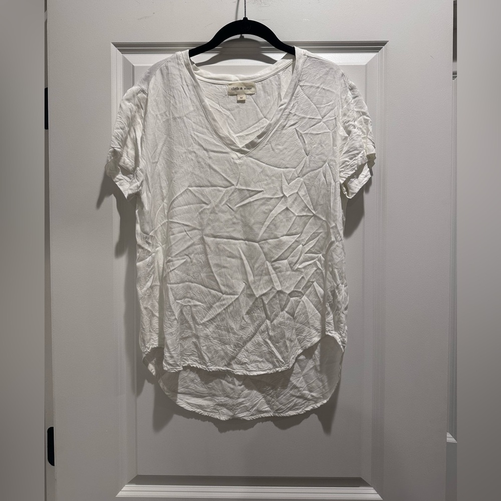Cloth & Stone Cream Short Sleeve V-Neck Tee